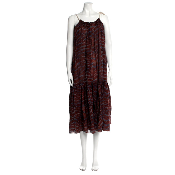 NEW! Ulla Johnson 8 Cari Tiger Print Maxi Coverup Dress Backless Cotton Burgundy - Picture 3 of 7